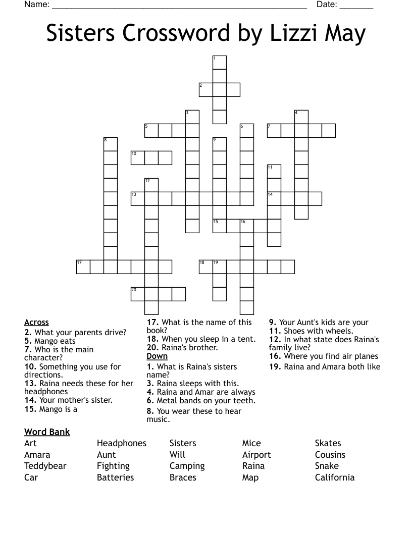 Sisters Crossword  by Lizzi May