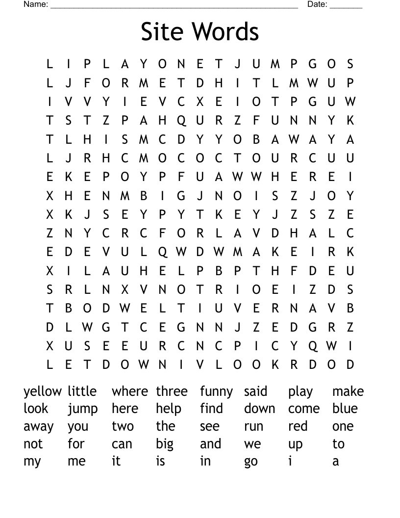 Site Words Word Search