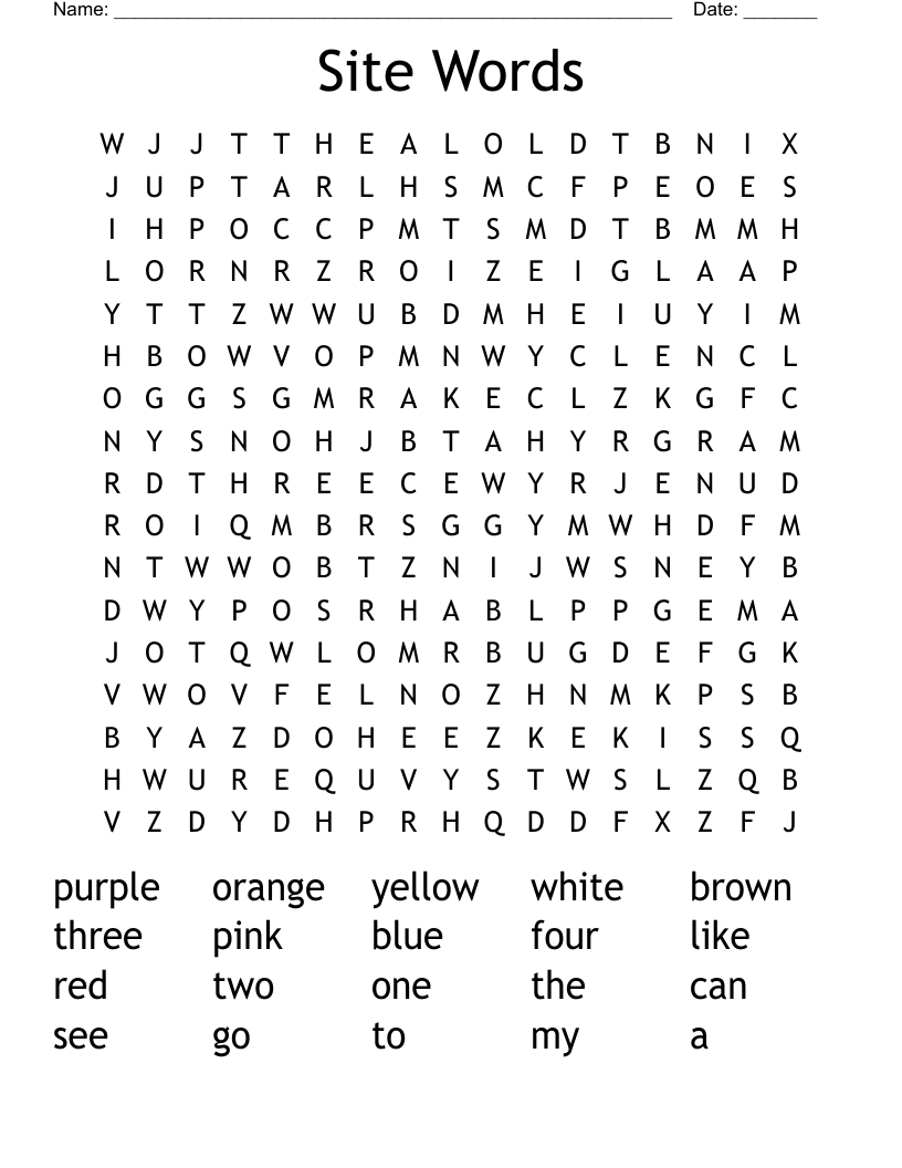 Site Words  Word Search