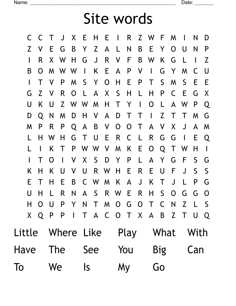 Site words Word Search