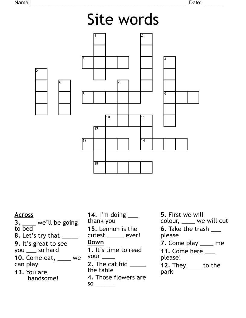 Site words Crossword