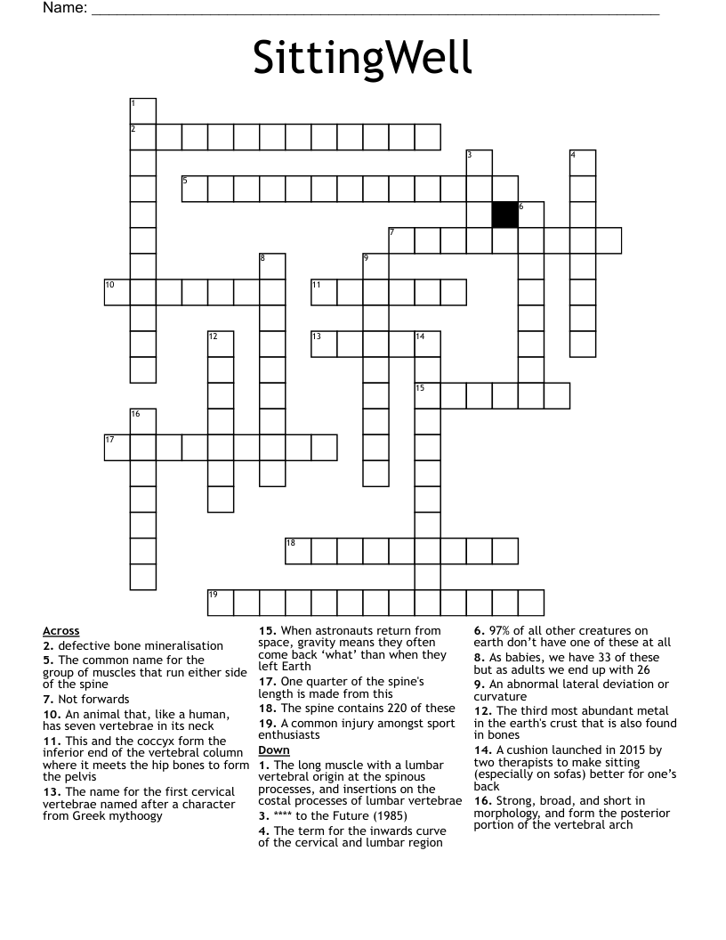 SittingWell Crossword