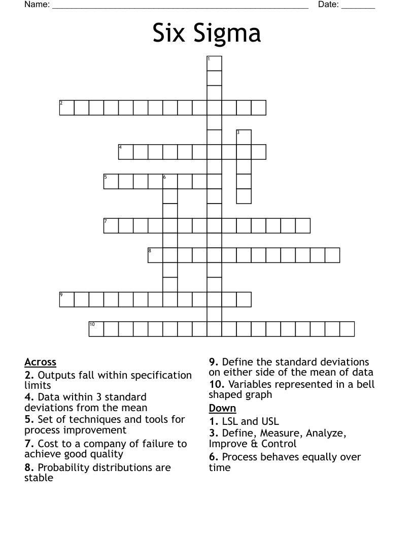 Six Sigma Crossword