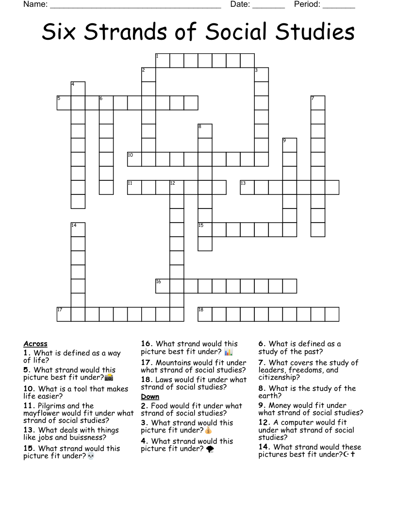 Six Strands of Social Studies Crossword