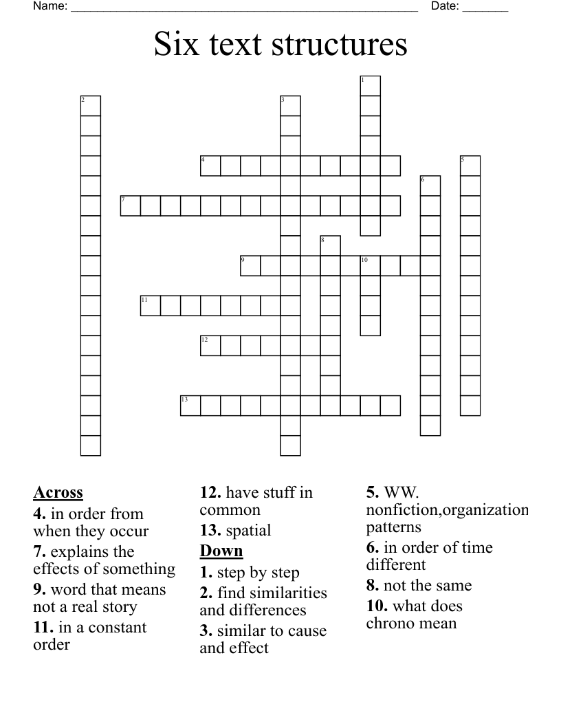 Six text structures Crossword