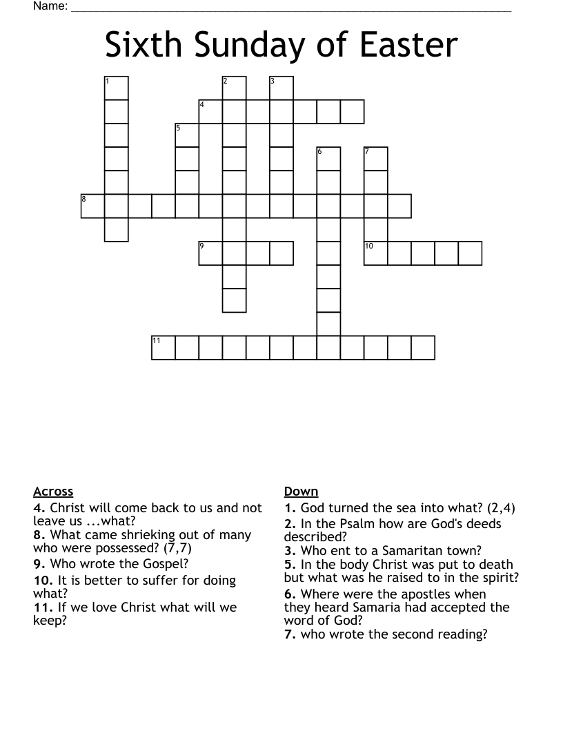 Sixth Sunday of Easter Crossword