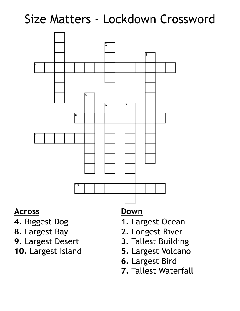 Size Matters - Lockdown Crossword
