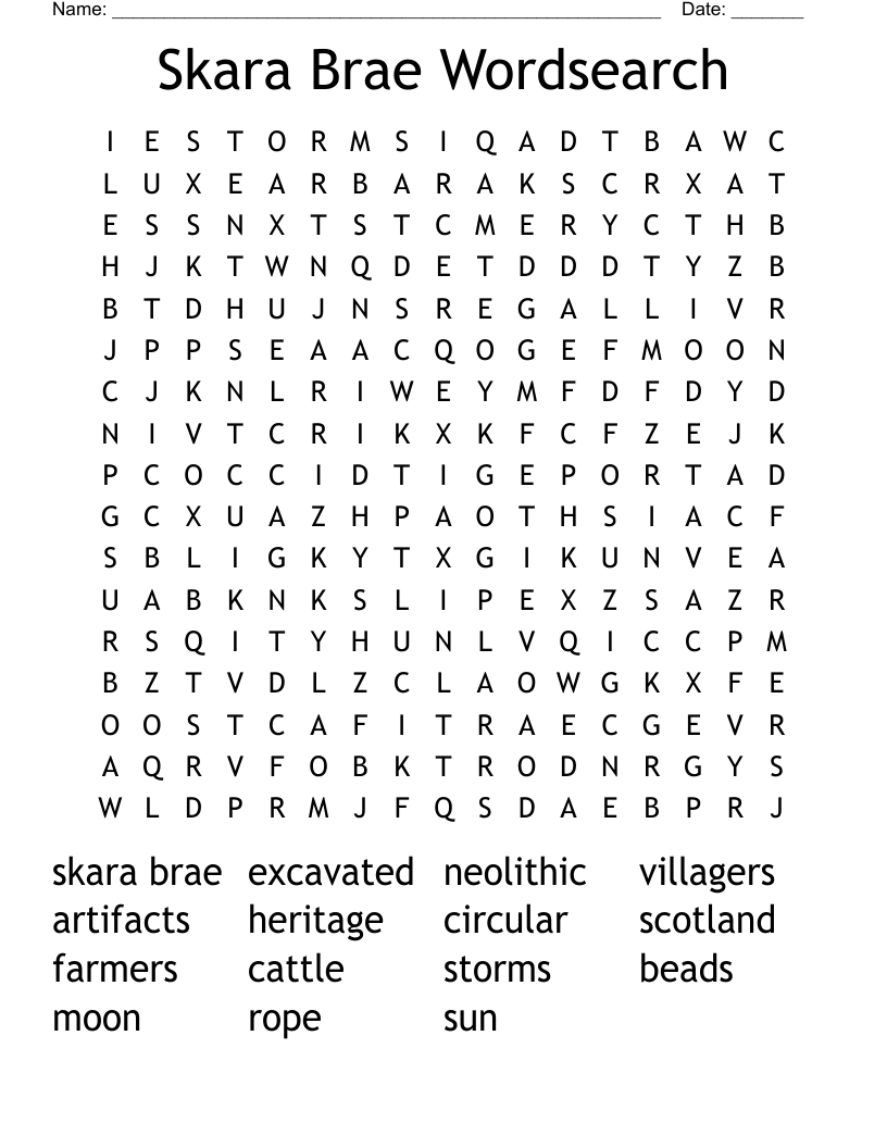 Skara Brae Wordsearch