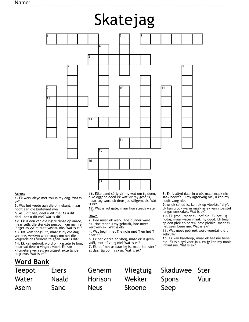 Skatejag Crossword