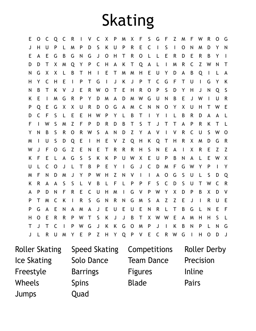 Skating Word Search