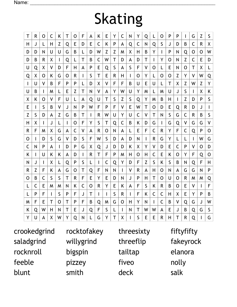 Skating Word Search