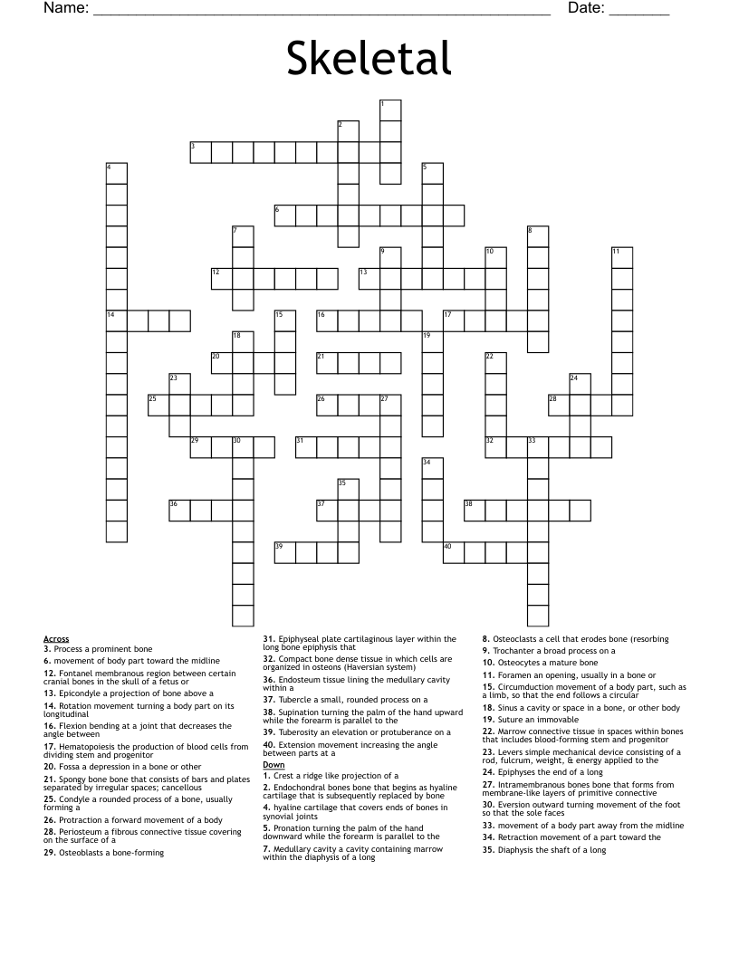 Skeletal Crossword