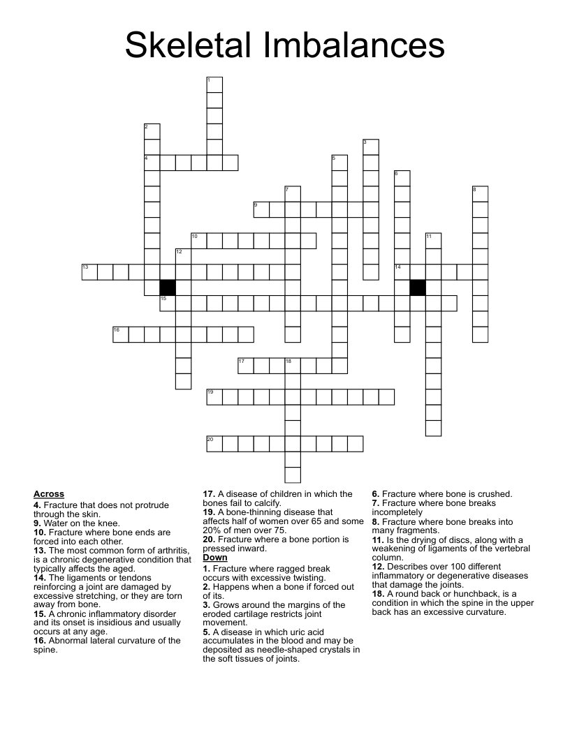 Skeletal Imbalances Crossword