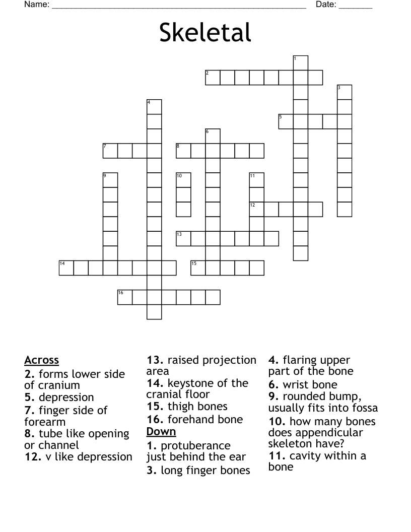 Skeletal  Crossword