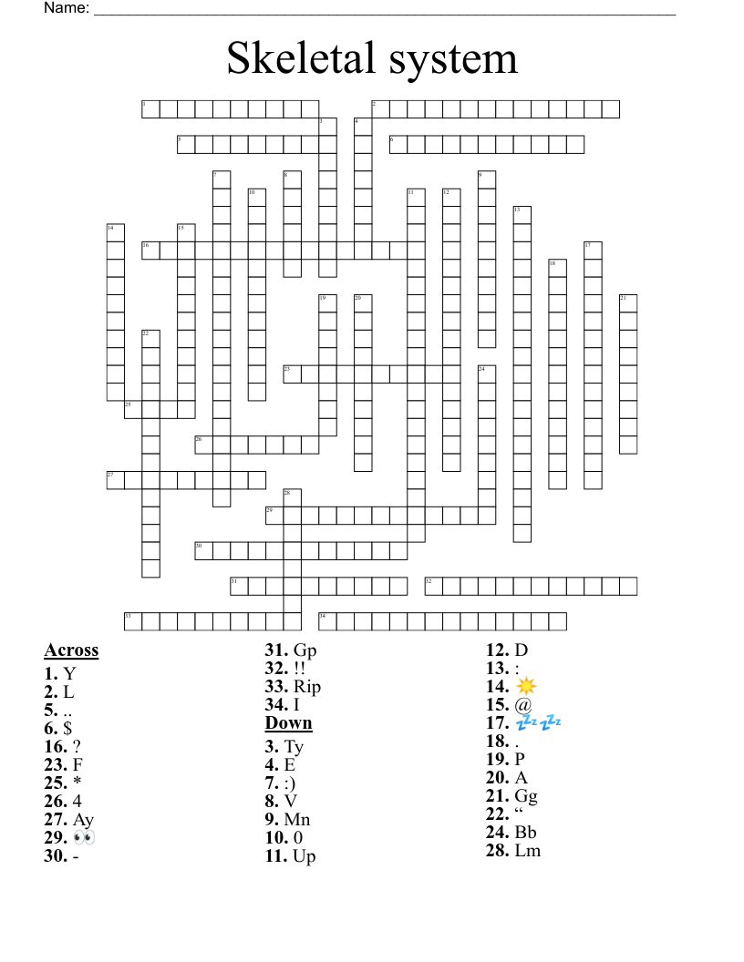 Skeletal system Crossword