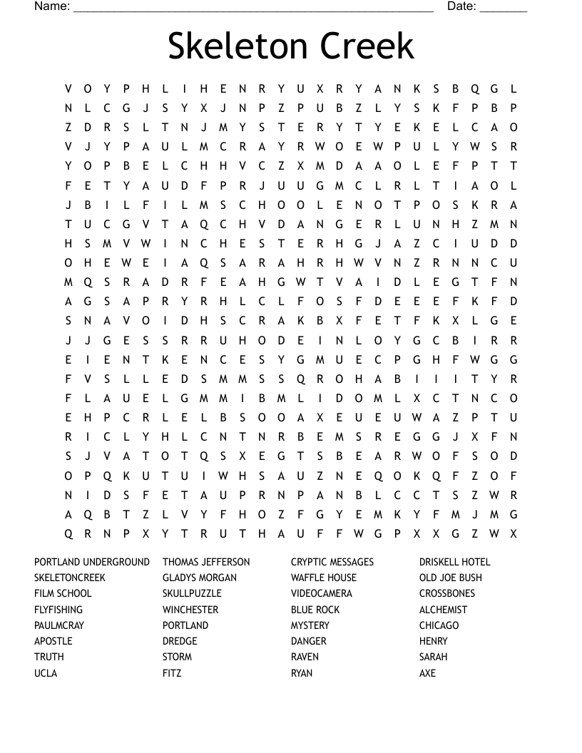 Skeleton Creek Word Search