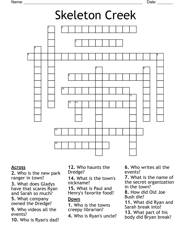 Skeleton Creek Crossword