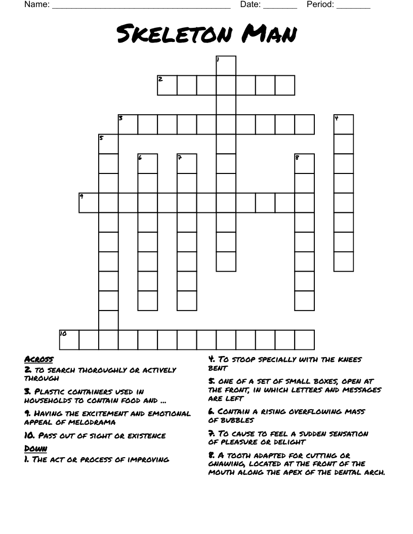 Skeleton Man Crossword