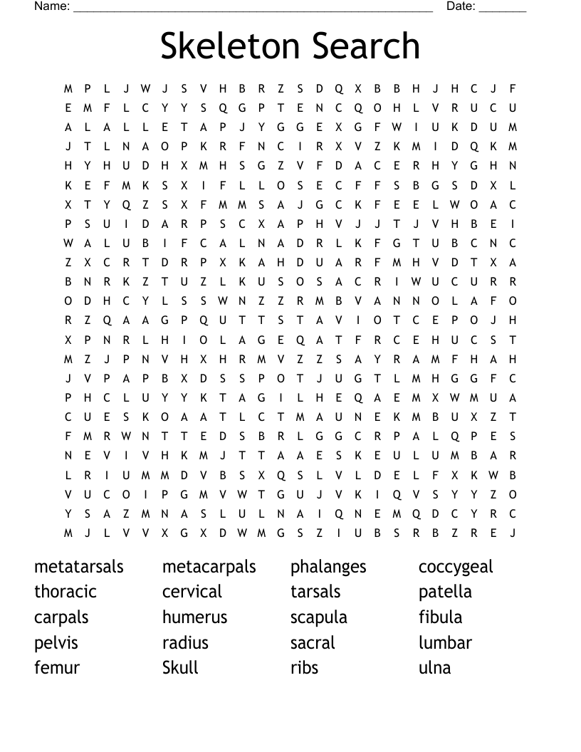 Skeleton Search Word Search