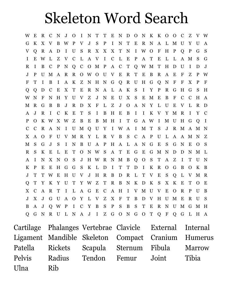 Skeleton Word Search