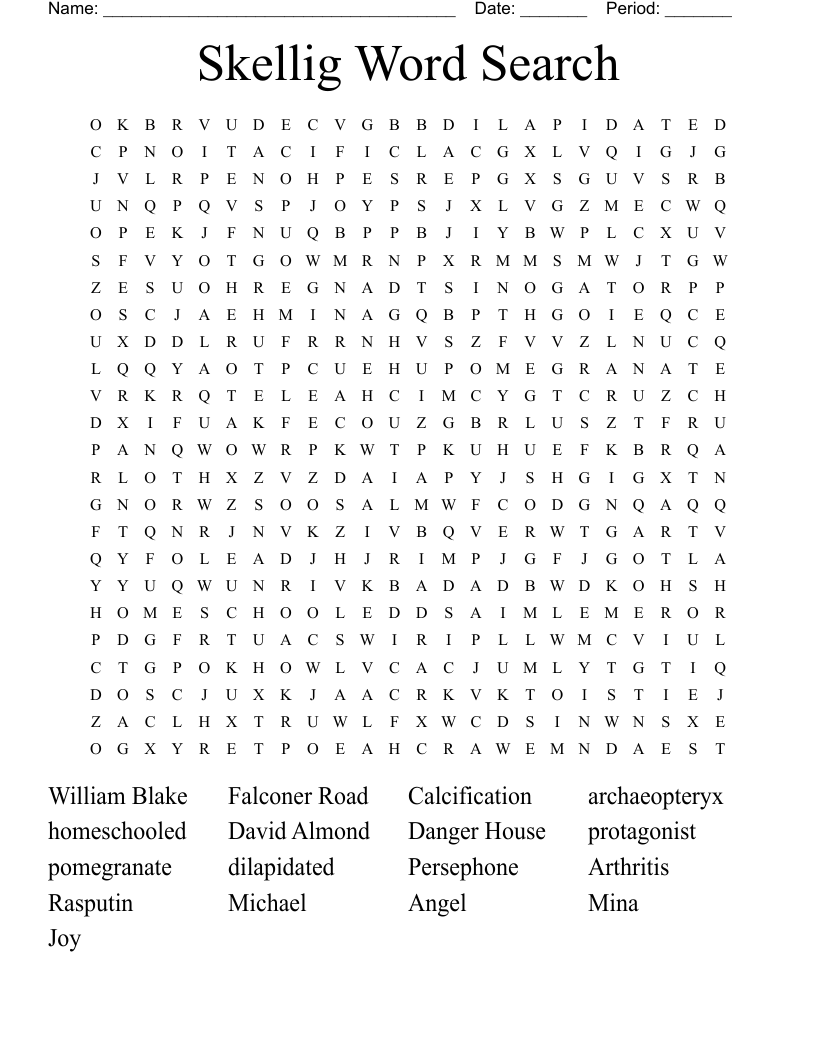 Skellig Word Search