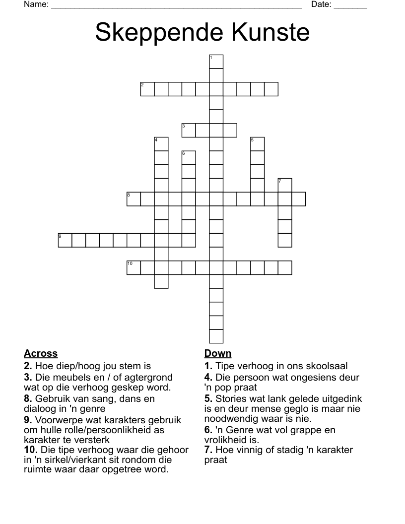 Skeppende Kunste Crossword