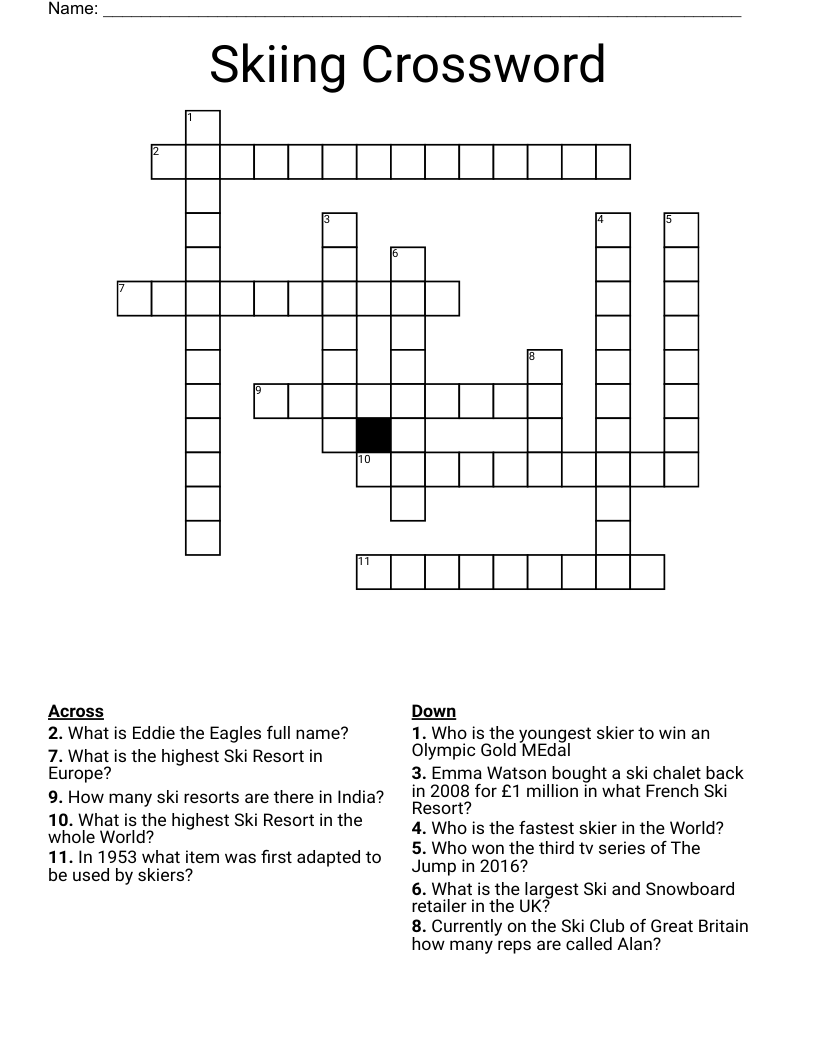 Skiing Crossword