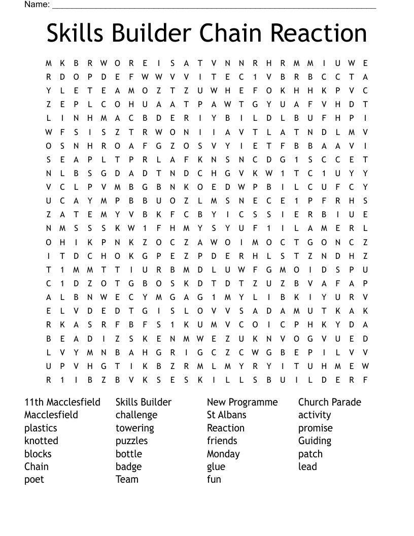 Skills Builder Chain Reaction  Word Search