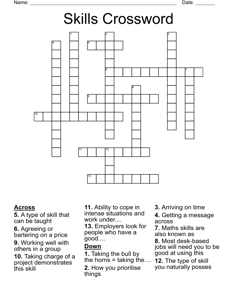 Skills Crossword
