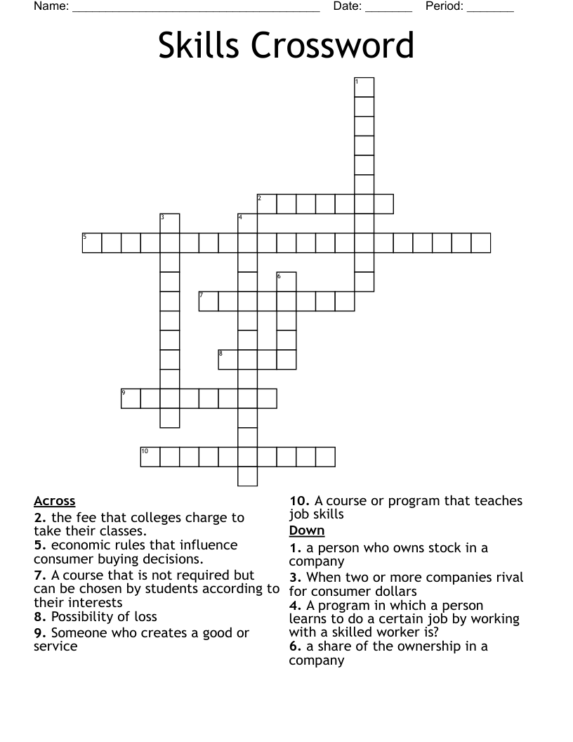 Skills Crossword