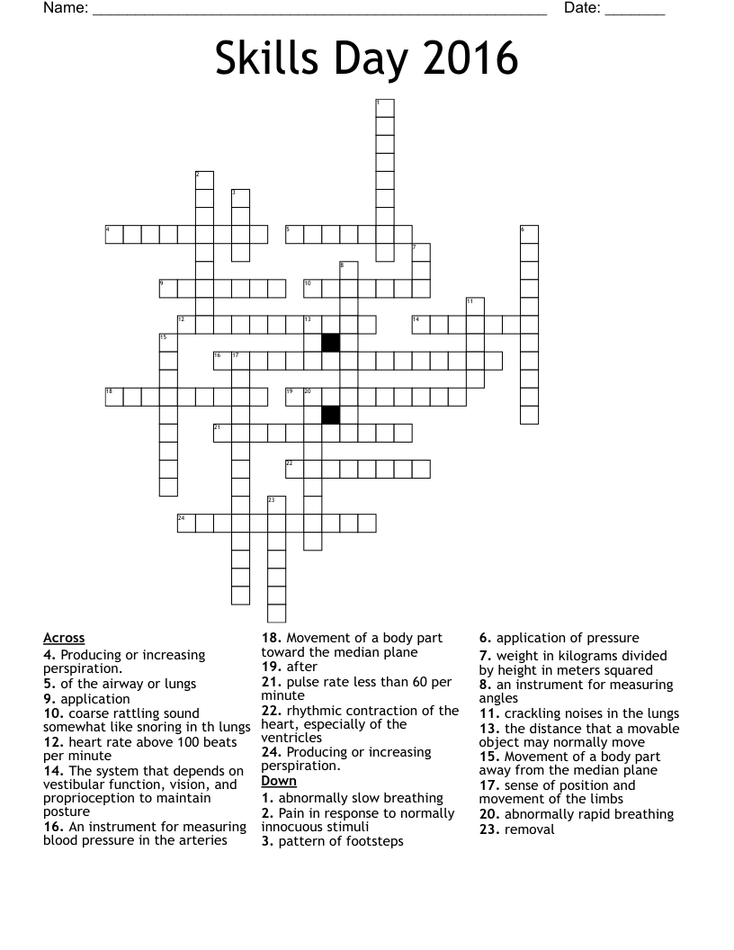 Skills Day 2016 Crossword