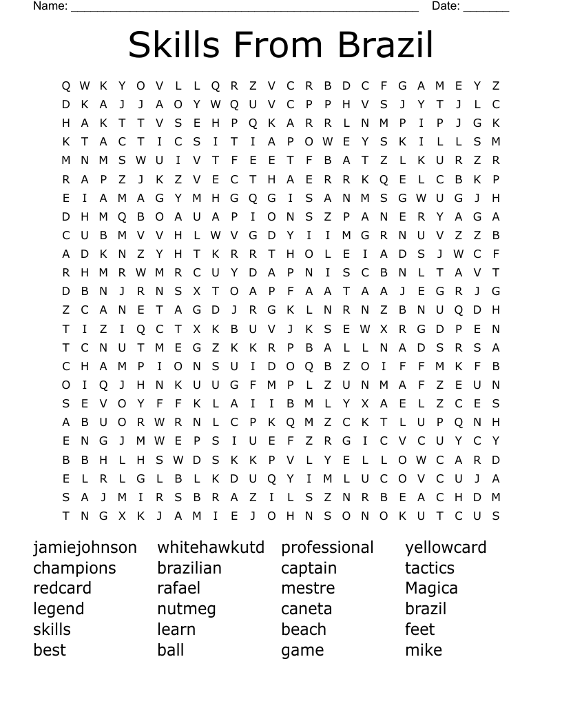 Skills From Brazil Word Search