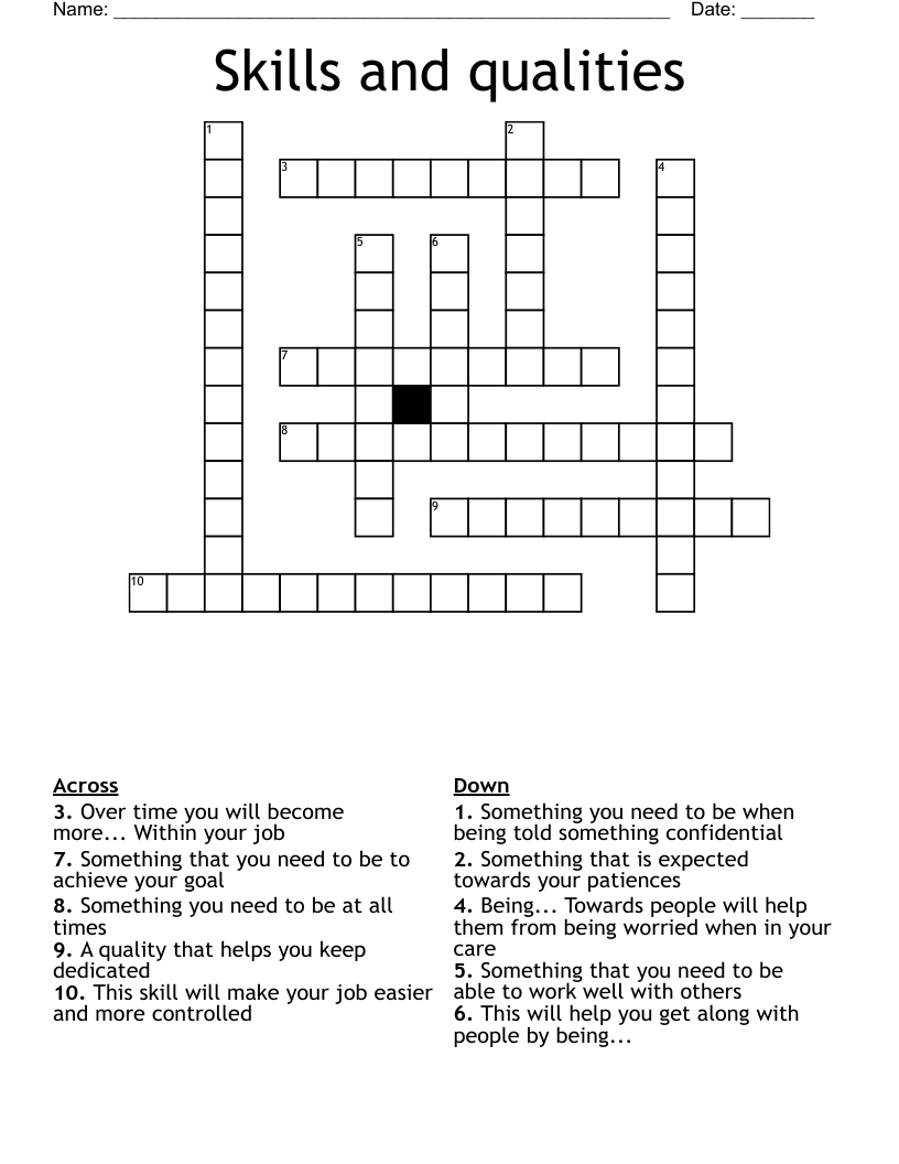 Skills and qualities  Crossword