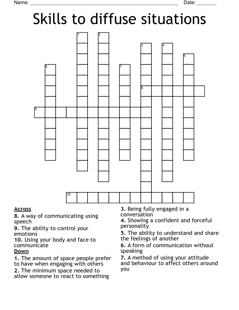 Skills to diffuse situations Crossword