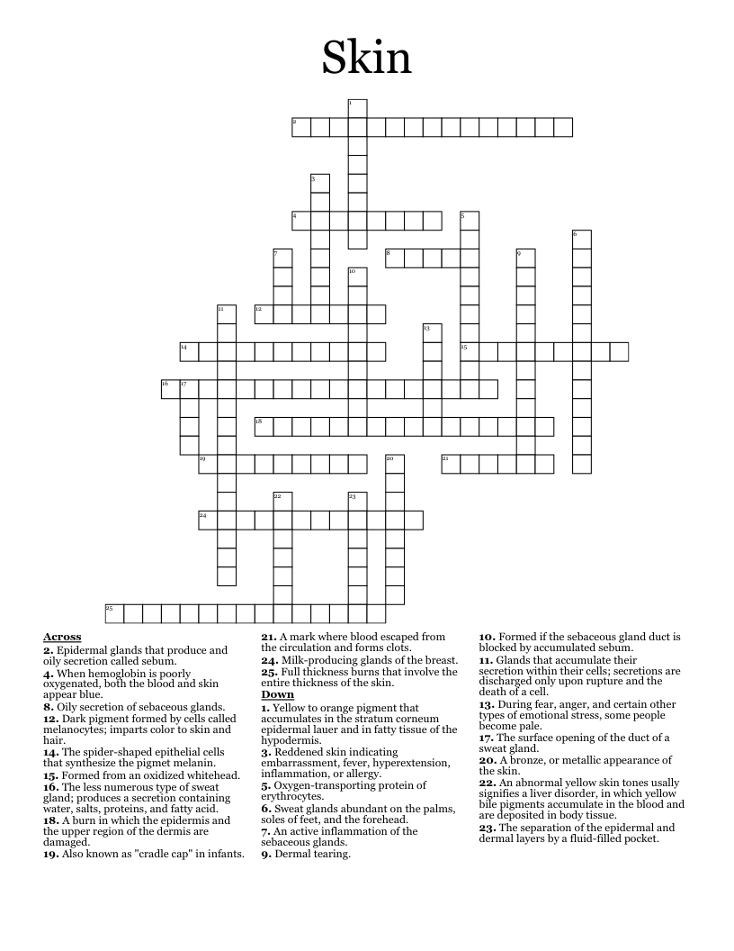 Skin Crossword