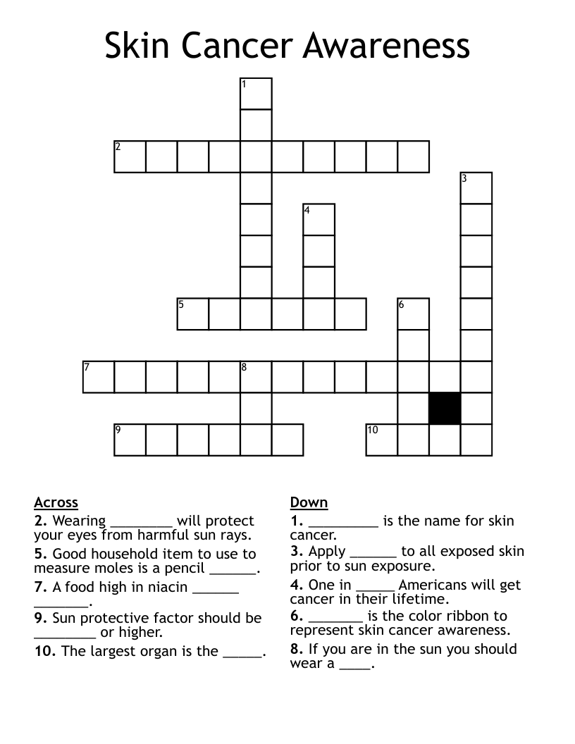Skin Cancer Awareness Crossword