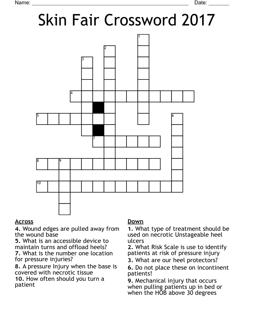 Skin Fair Crossword 2017