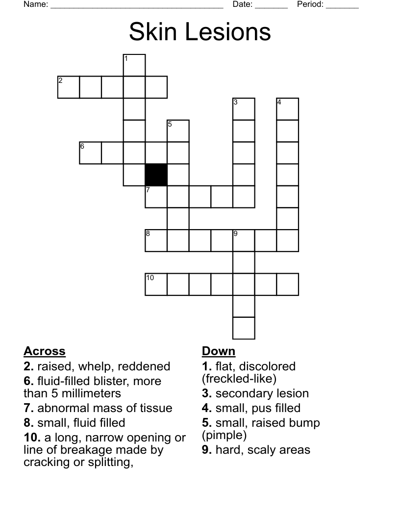 Skin Lesions Crossword