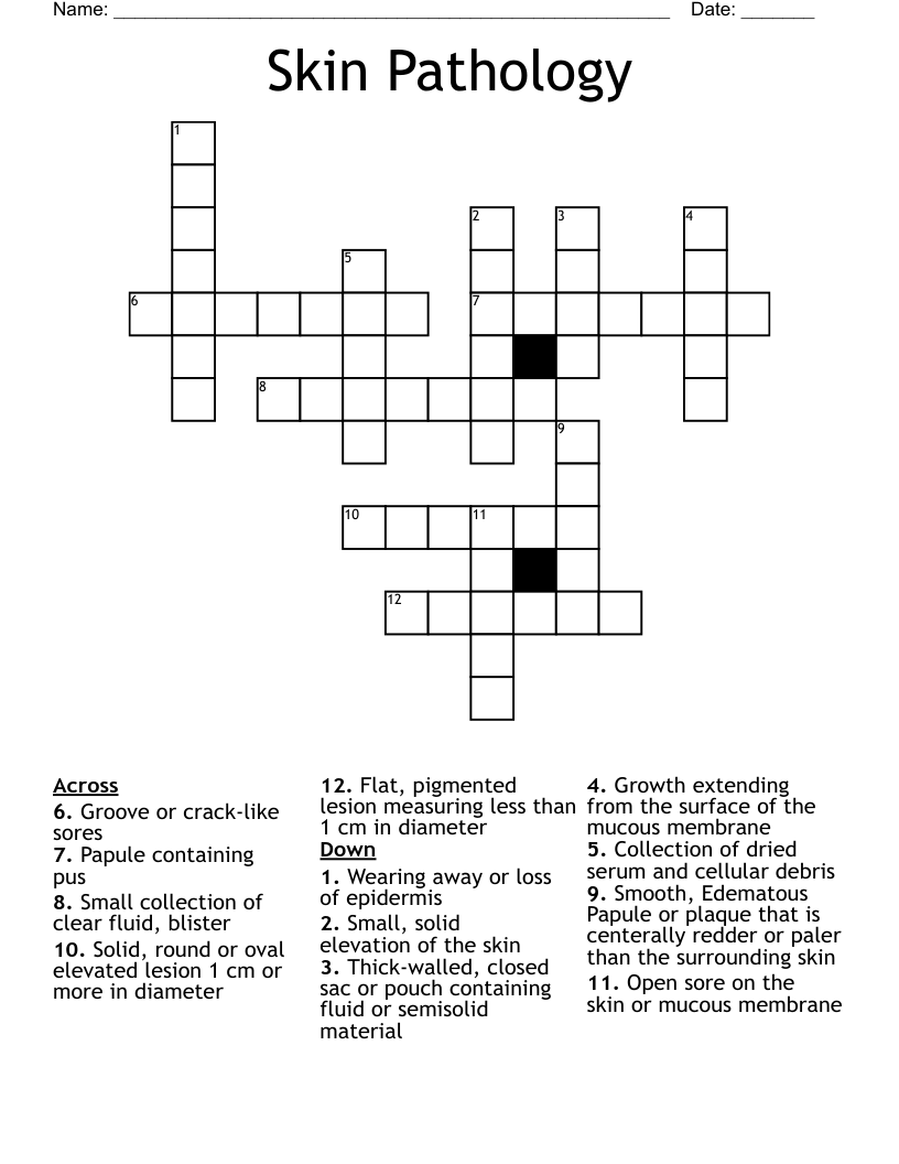 Skin Pathology Crossword