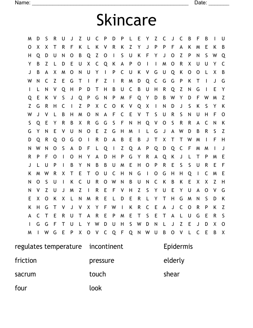 Skincare Word Search