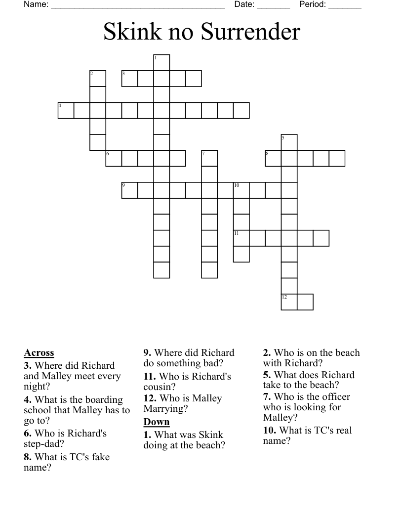 Skink no Surrender Crossword