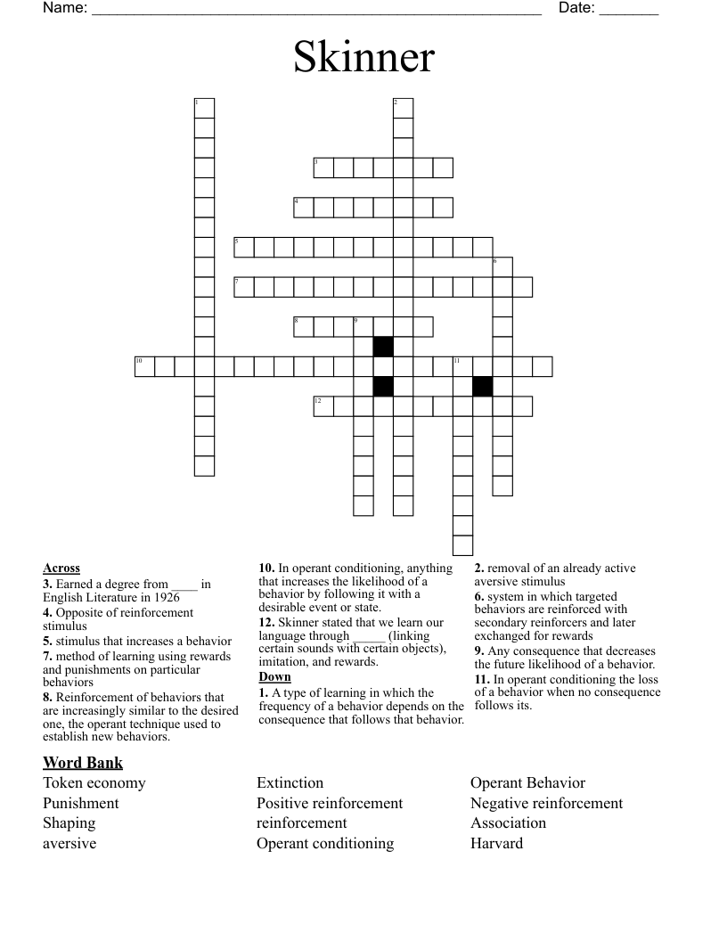 Skinner Crossword