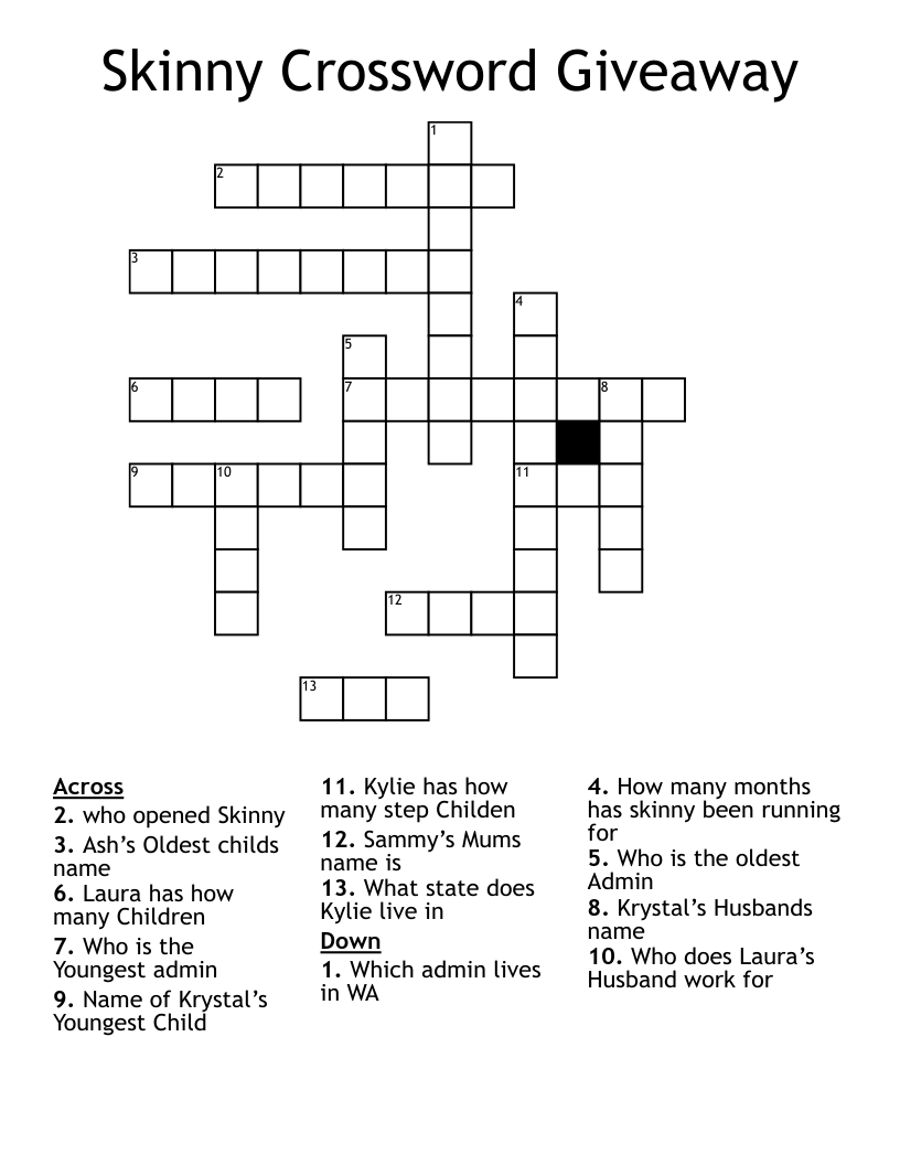 Skinny Crossword Giveaway 