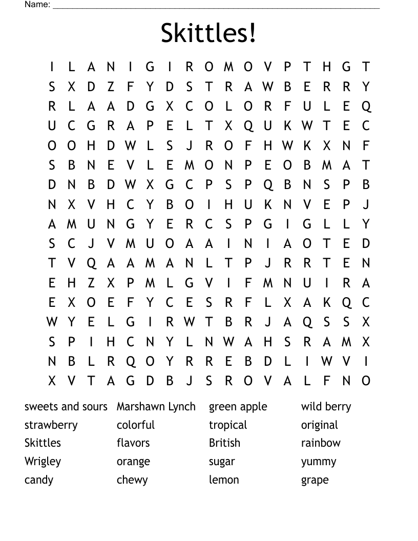 Skittles! Word Search