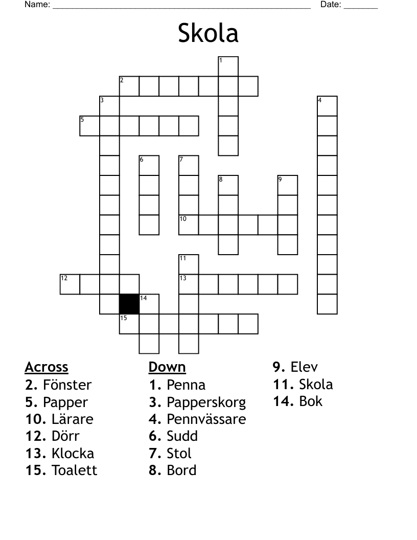 Skola Crossword