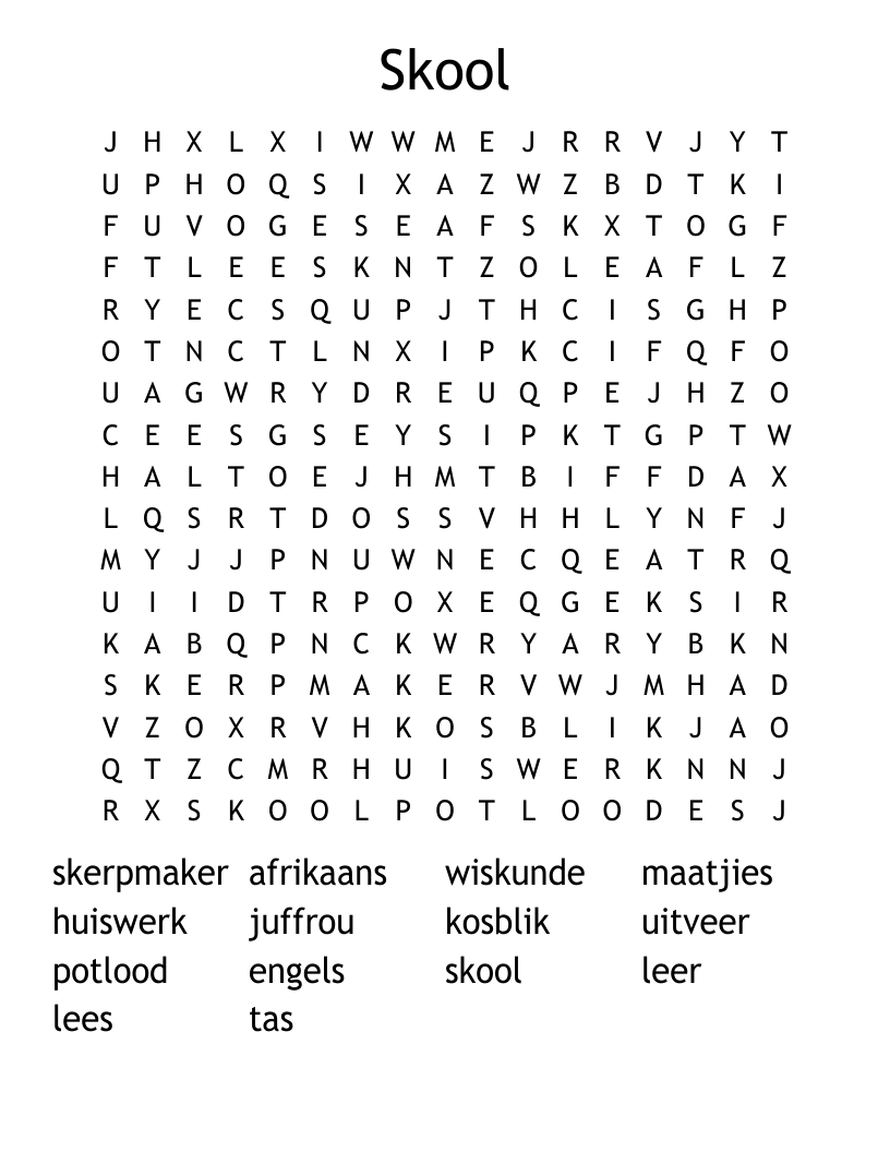 Skool Word Search