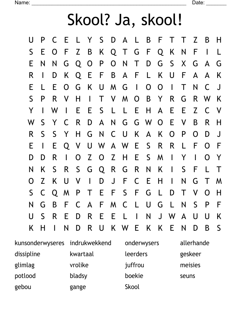 Skool? Ja, skool! Word Search