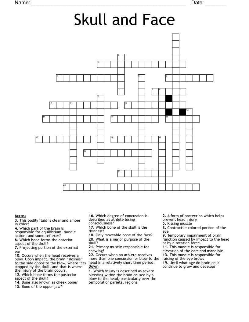 Skull and Face Crossword