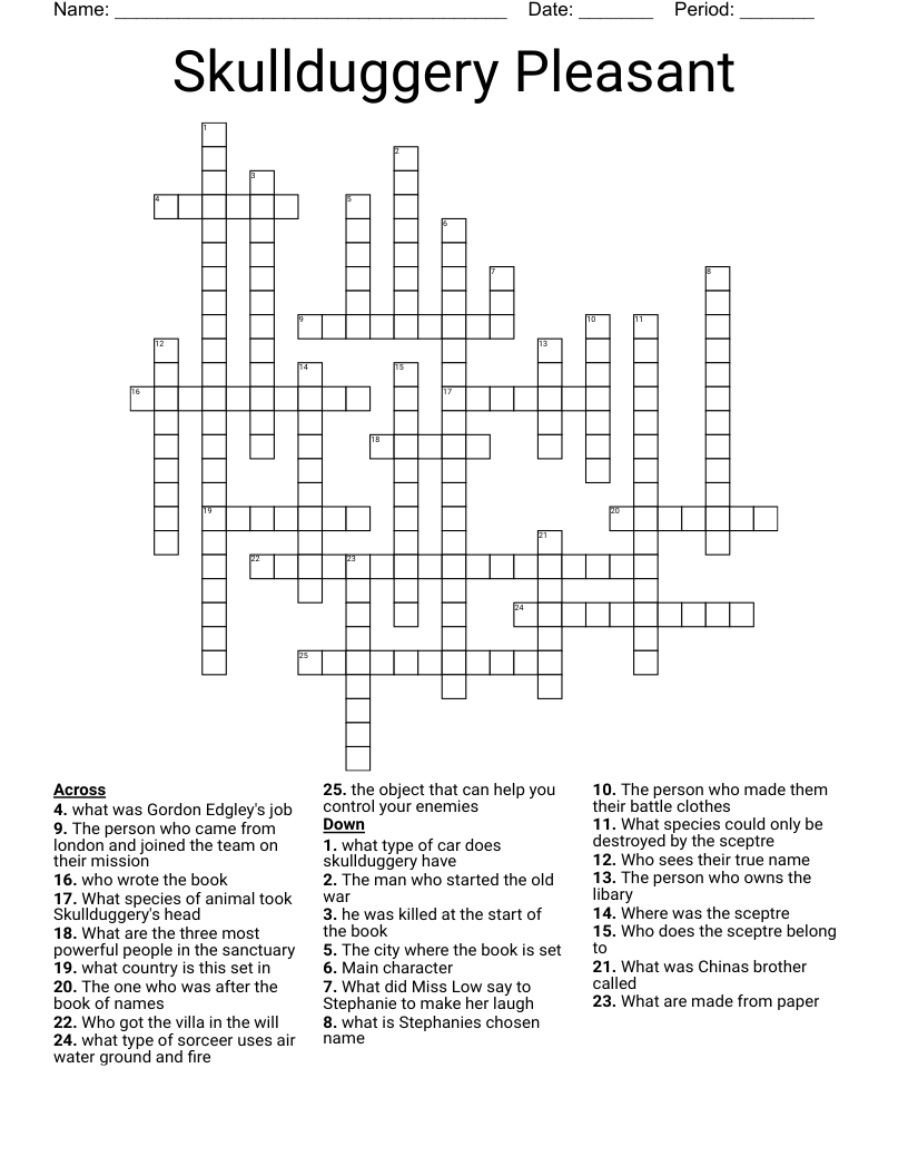 Skullduggery Pleasant Crossword