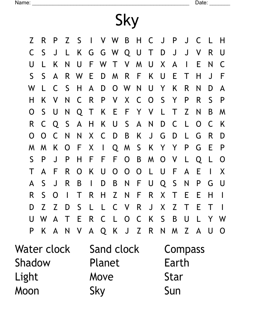 Sky Word Search